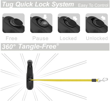 360° Tangle-Free Reflective Retractable Dog and Cat Leash | 10 Ft Durable Nylon Tape