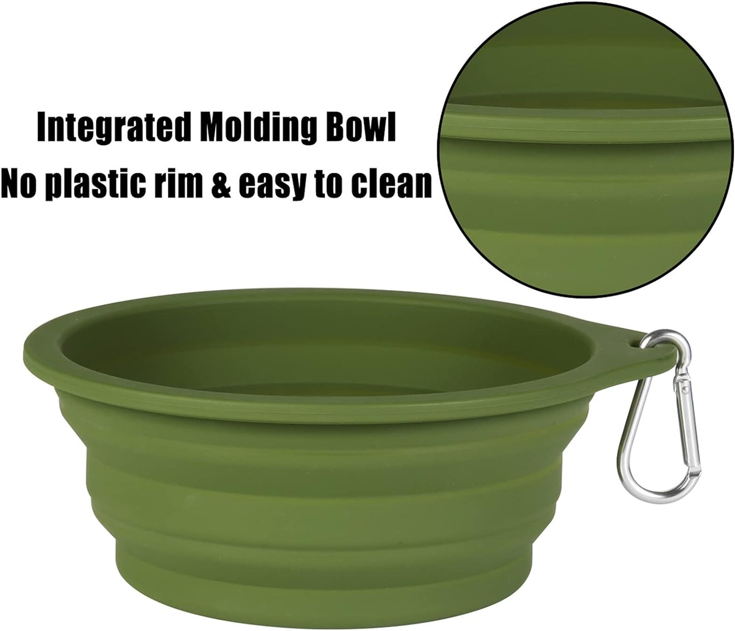 2-Pack Collapsible Dog Bowls with Integrated Molding, No Plastic Rim, Ideal for Travel and Outdoor Use, 600ml (Navy Blue & Dark Green)