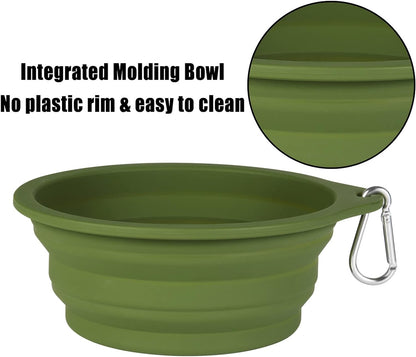 2-Pack Collapsible Dog Bowls with Integrated Molding, No Plastic Rim, Ideal for Travel and Outdoor Use, 600ml (Navy Blue & Dark Green)