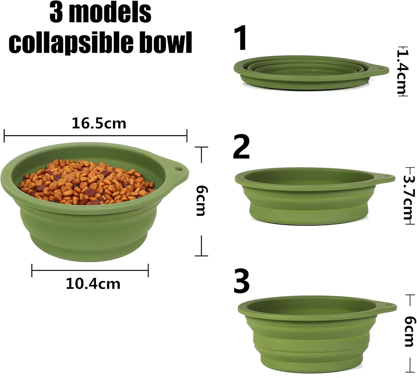 2-Pack Collapsible Dog Bowls with Integrated Molding, No Plastic Rim, Ideal for Travel and Outdoor Use, 600ml (Navy Blue & Dark Green)