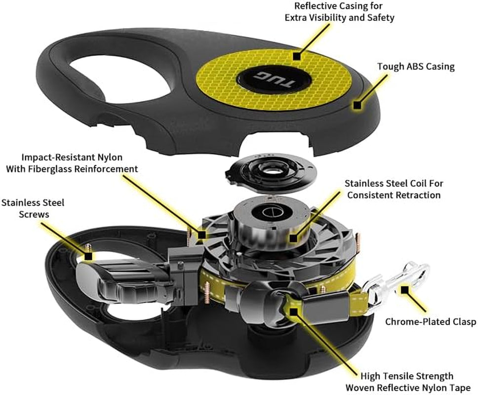 360° Tangle-Free Reflective Retractable Dog and Cat Leash | 10 Ft Durable Nylon Tape