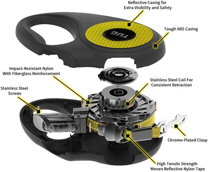 360° Tangle-Free Reflective Retractable Dog and Cat Leash | 10 Ft Durable Nylon Tape