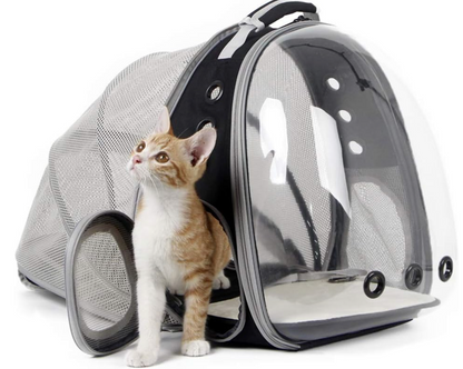 Expandable Cat Backpack Carrier with Bubble Window, Suitable for Pets up to 12 lbs, Ideal for Cats, Bunnies, and Small Puppies