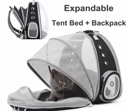 Expandable Cat Backpack Carrier with Bubble Window, Suitable for Pets up to 12 lbs, Ideal for Cats, Bunnies, and Small Puppies