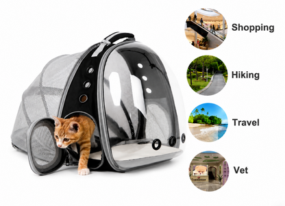 Expandable Cat Backpack Carrier with Bubble Window, Suitable for Pets up to 12 lbs, Ideal for Cats, Bunnies, and Small Puppies